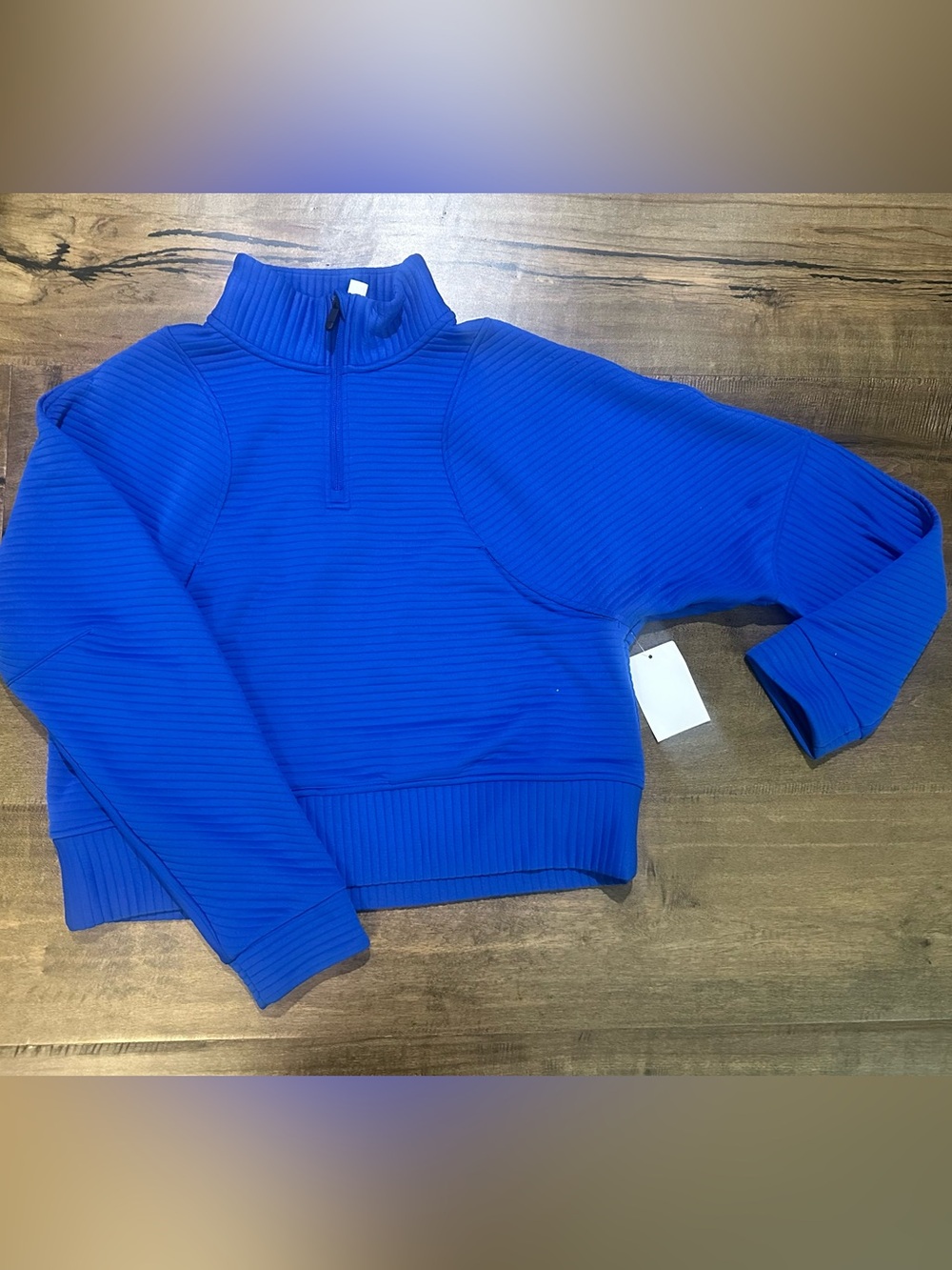 Zella Royal Blue Quarter-Zip Ribbed Pullover